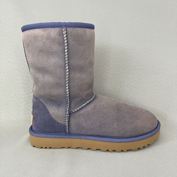 Womens UGG Boots Purple Classic Short Suede Wool Bold Blue Trim Malibu Boho Sz 6 - Picture 11 of 16